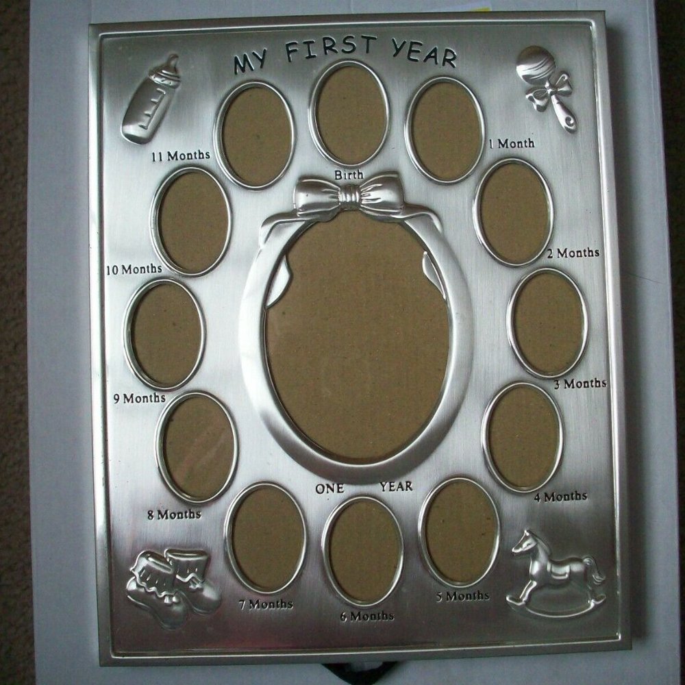 My First Year Baby Photo Picture Frame 12 months Lawrence Frames Silver